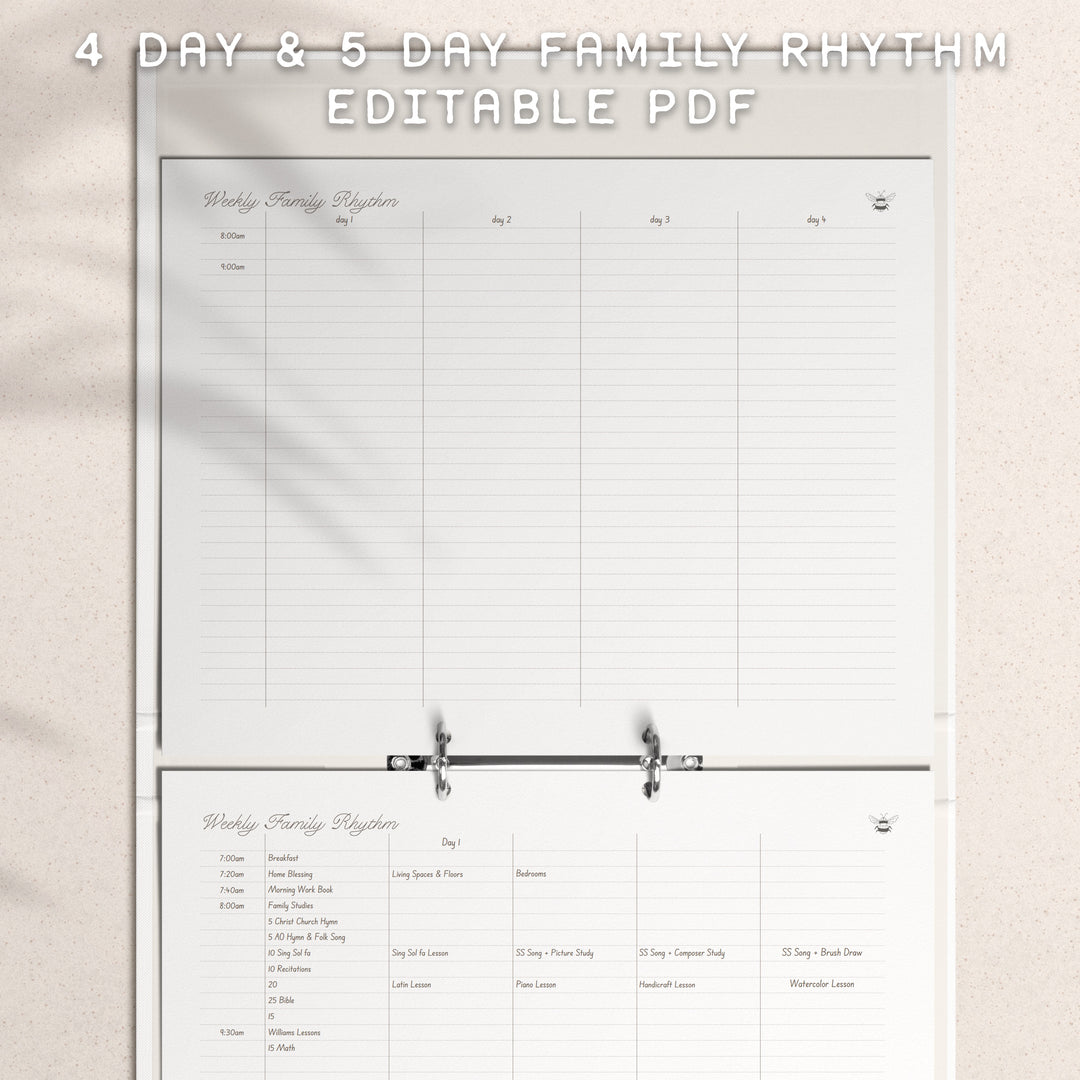 Weekly Rhythm Planner - Editable PDF