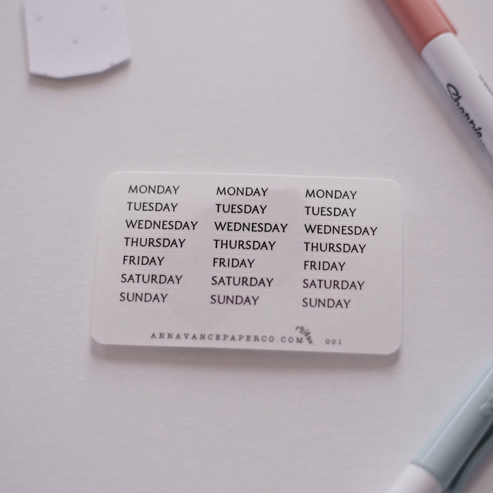 Monday to Sunday | Minimal