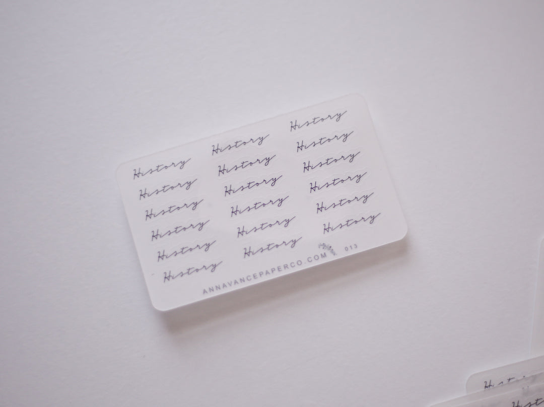 History | planner label stickers